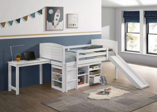 Millie Twin Workstation Loft Bed with 7-inch Mattress White