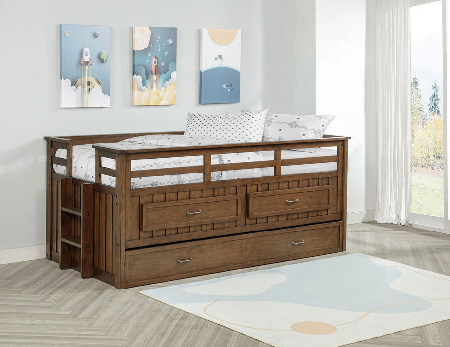 Carlsbad Wood Twin Captains Bed With Trundle Medium Brown