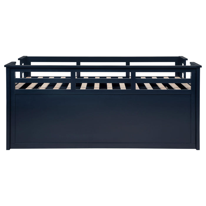 Carlsbad Wood Twin Captains Bed With Trundle Navy Blue