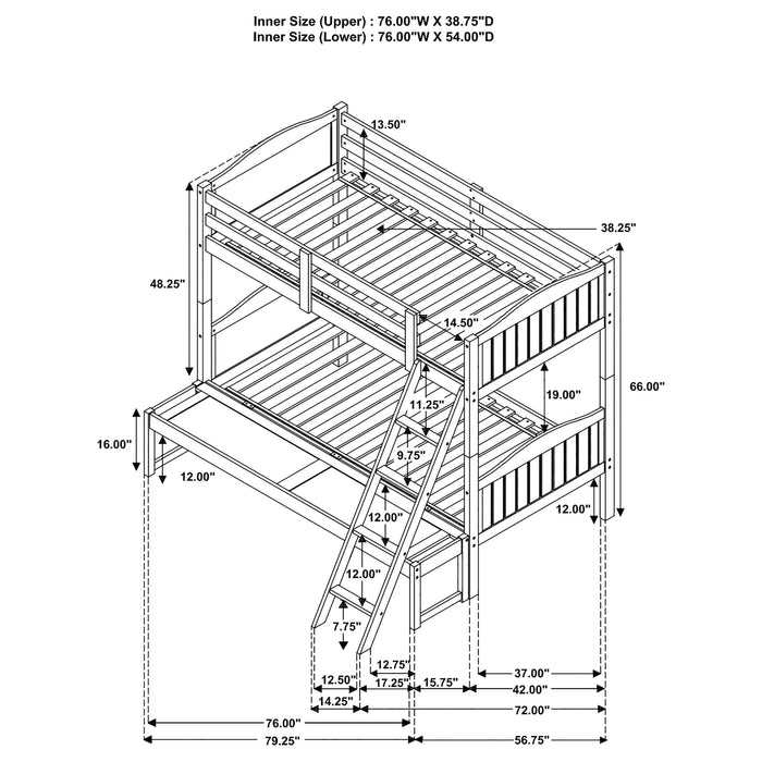 Arlo Wood Twin Over Full Bunk Bed Grey