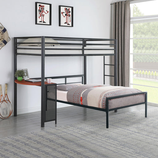 Fisher Twin Over Twin Workstation Loft Bed Set Gunmetal