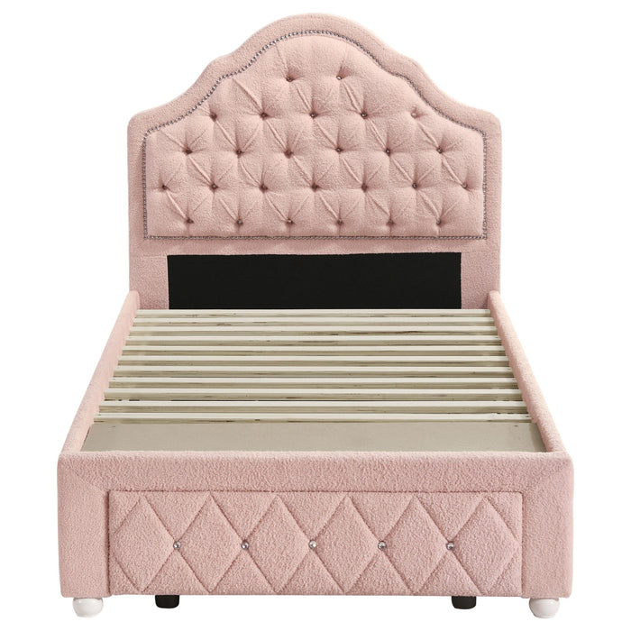 Ashleigh 44-inch Upholstered Twin Storage Platform Bed Pink
