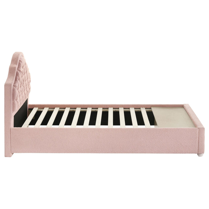 Ashleigh 44-inch Upholstered Twin Storage Platform Bed Pink