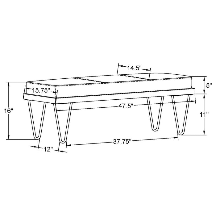 Chad Denim Upholstered Accent Bench Dark Blue