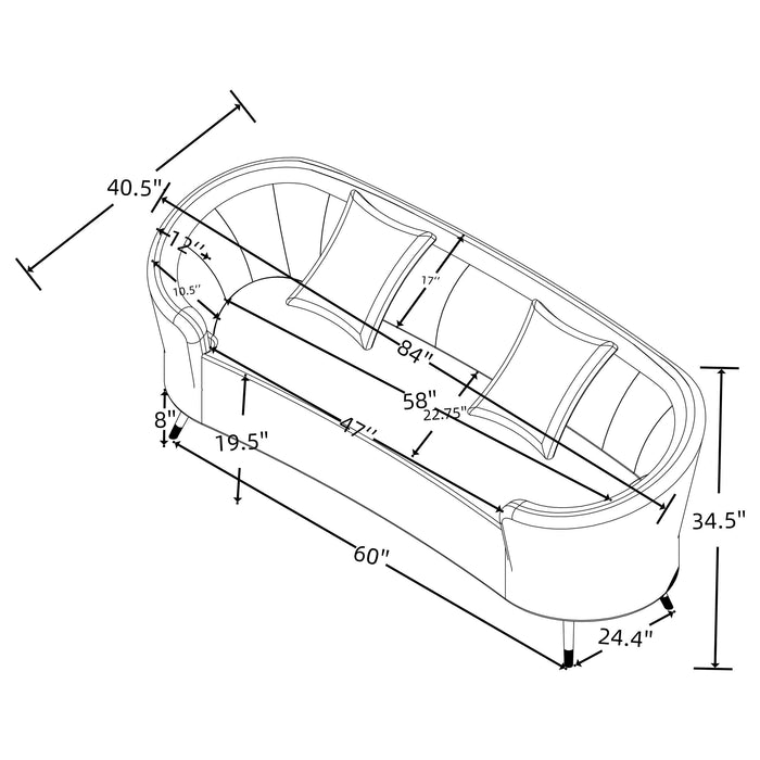 Ellorie 3-piece Upholstered Curved Sofa Set Beige