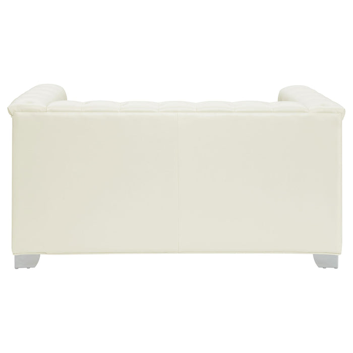 Chaviano 2-piece Upholstered Track Arm Sofa Set Pearl White