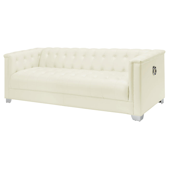Chaviano Upholstered Track Arm Sofa Pearl White