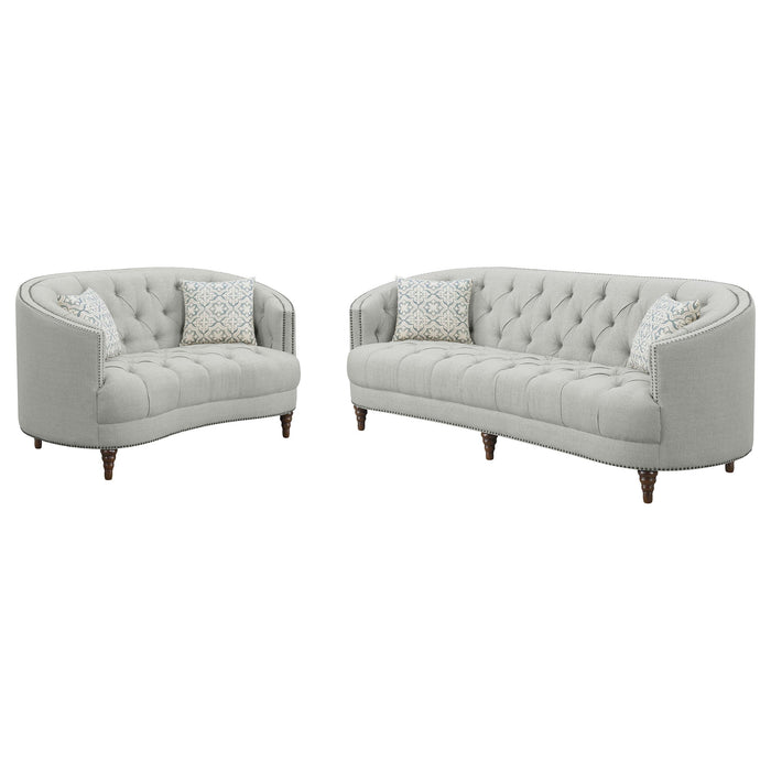 Avonlea 2-piece Upholstered Sloped Arm Sofa Set Grey Fabric
