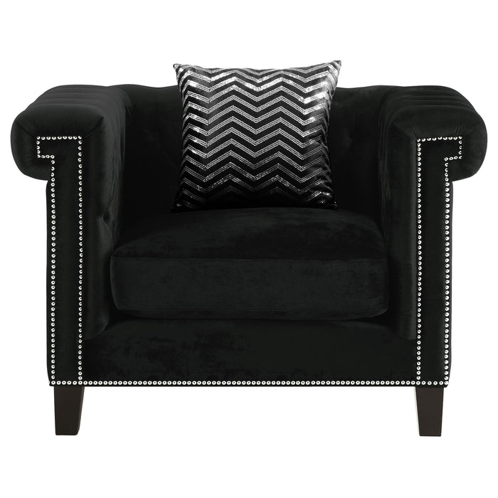 Reventlow Upholstered Track Arm Accent Chair Black