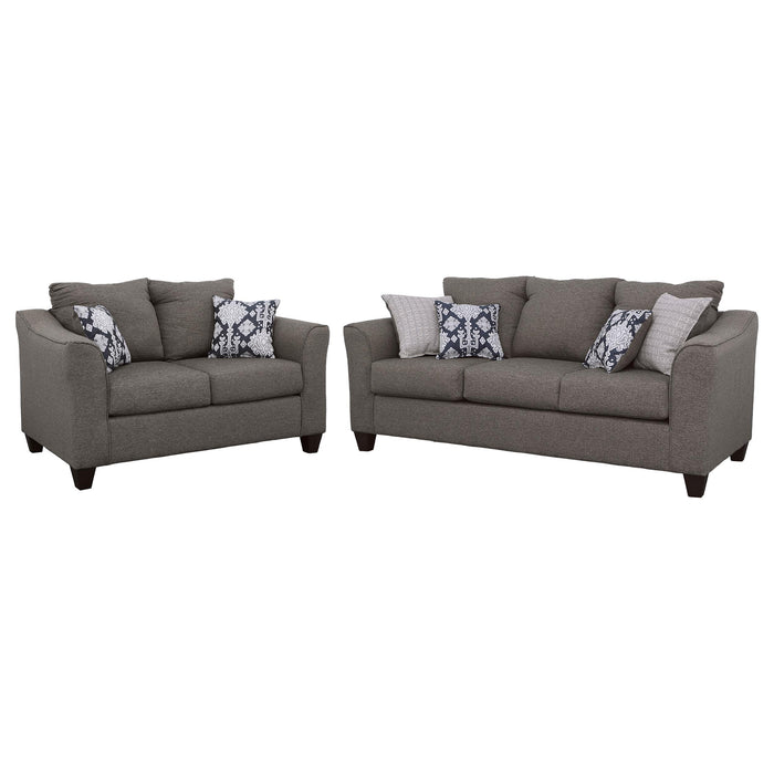 Salizar 2-piece Upholstered Flared Arm Sofa Set Grey