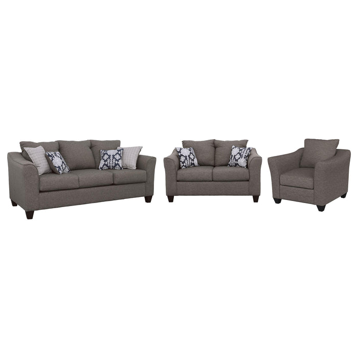 Salizar 3-piece Upholstered Flared Arm Sofa Set Grey