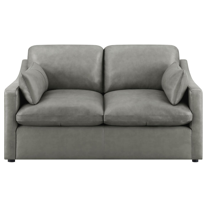 Grayson Leather Upholstered Sloped Arm Loveseat Grey