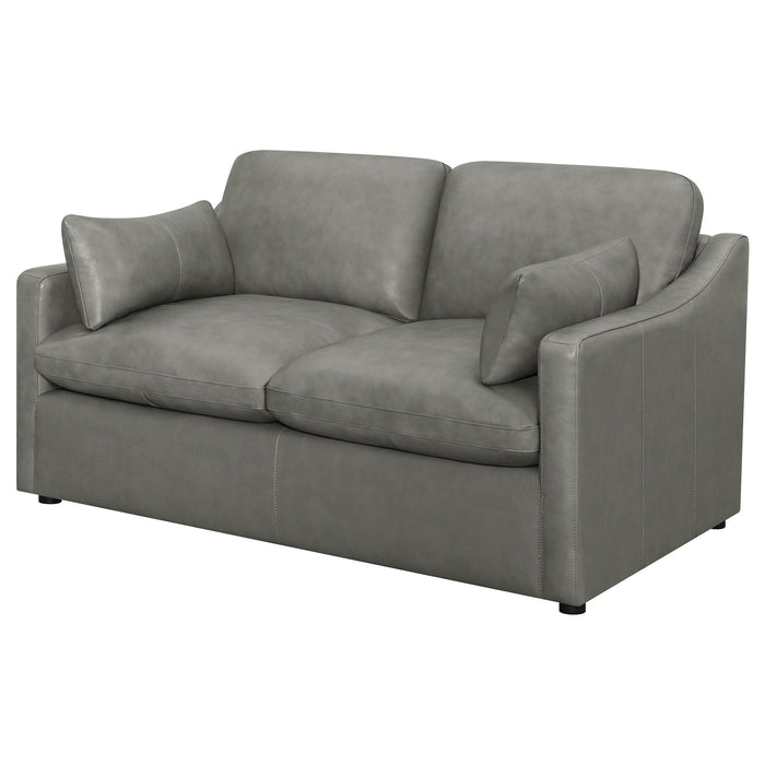 Grayson Leather Upholstered Sloped Arm Loveseat Grey