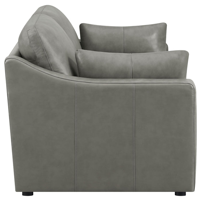 Grayson Leather Upholstered Sloped Arm Loveseat Grey