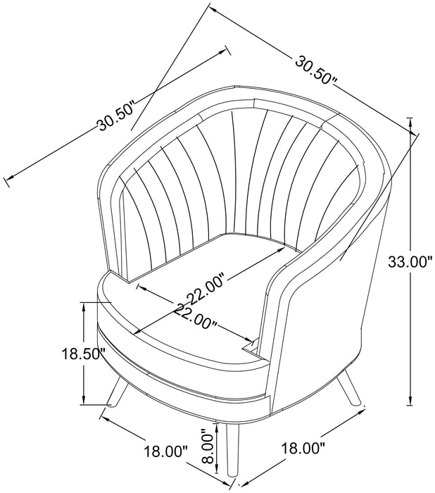 Sophia Upholstered Channel Tufted Barrel Accent Chair Grey