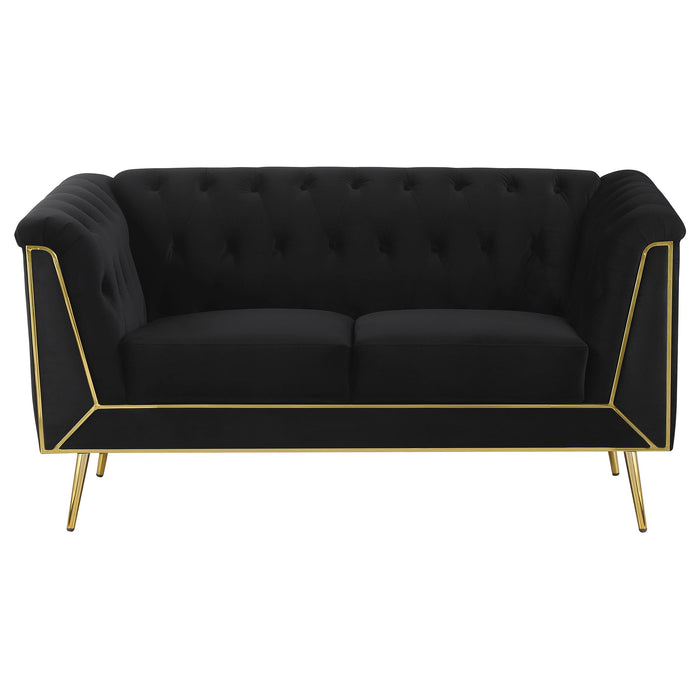Holly Upholstered Tuxedo Arm Tufted Loveseat Black