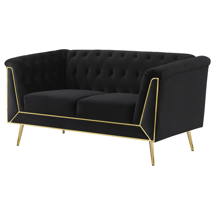Holly Upholstered Tuxedo Arm Tufted Loveseat Black
