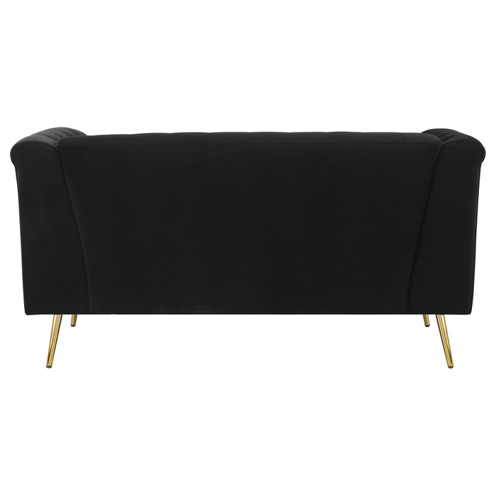 Holly Upholstered Tuxedo Arm Tufted Loveseat Black