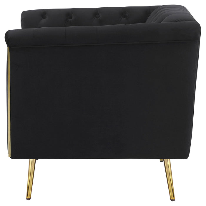 Holly Upholstered Tuxedo Arm Tufted Accent Chair Black