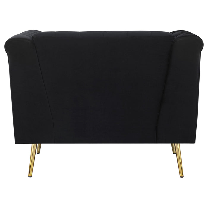 Holly Upholstered Tuxedo Arm Tufted Accent Chair Black