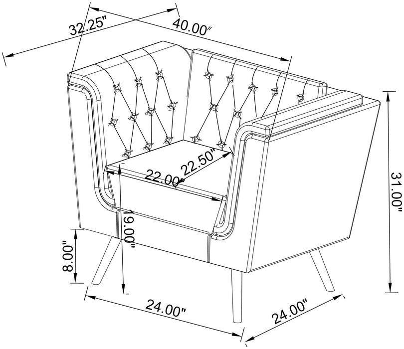 Holly Upholstered Tuxedo Arm Tufted Accent Chair Black