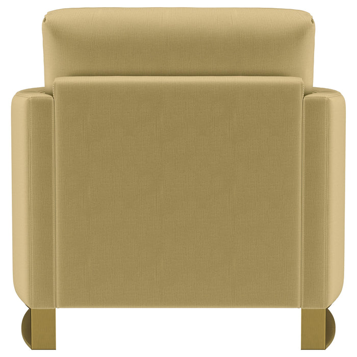 Corliss Upholstered Curved Track Arm Chair Camel