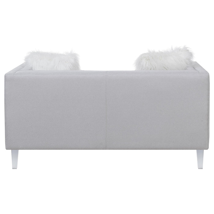 Glacier Upholstered Tuxedo Arm Tufted Loveseat Light Grey