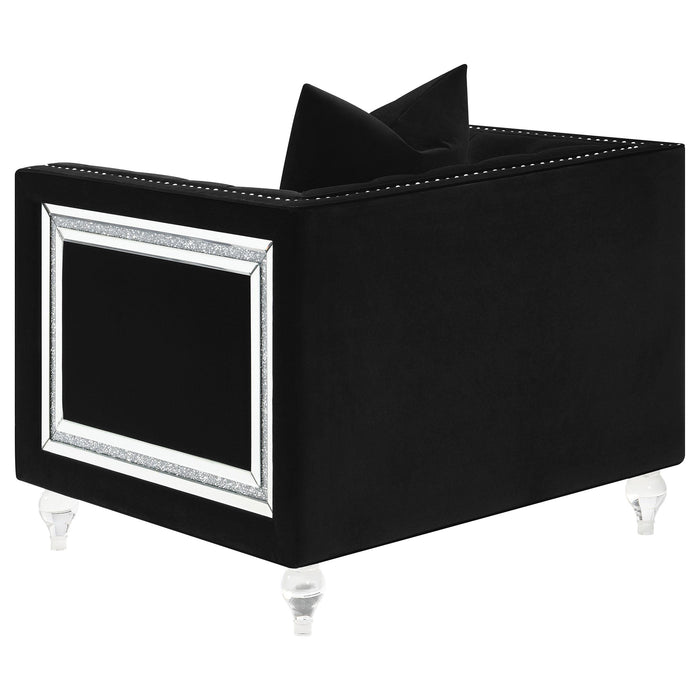 Delilah Upholstered Tufted Tuxedo Arm Accent Chair Black