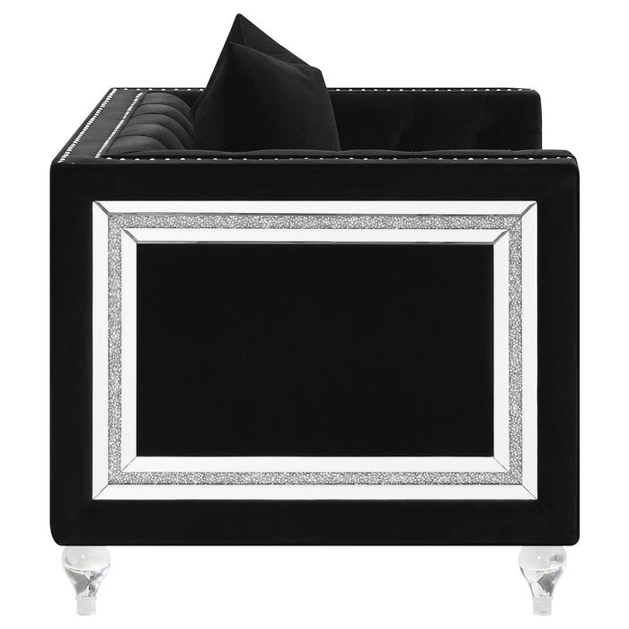 Delilah Upholstered Tufted Tuxedo Arm Accent Chair Black