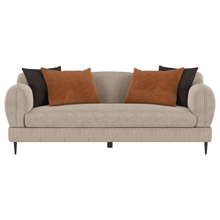 Jade Chenille Upholstered Sculpted Track Arm Sofa Latte
