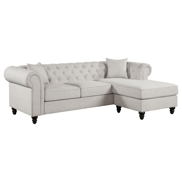 Cecilia Upholstered Tufted Chaise Sectional Sofa Oatmeal