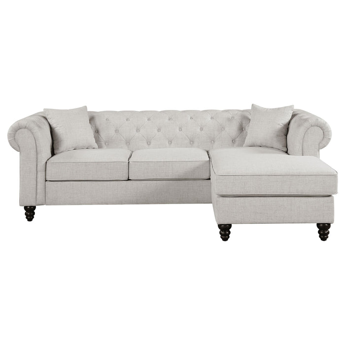 Cecilia Upholstered Tufted Chaise Sectional Sofa Oatmeal