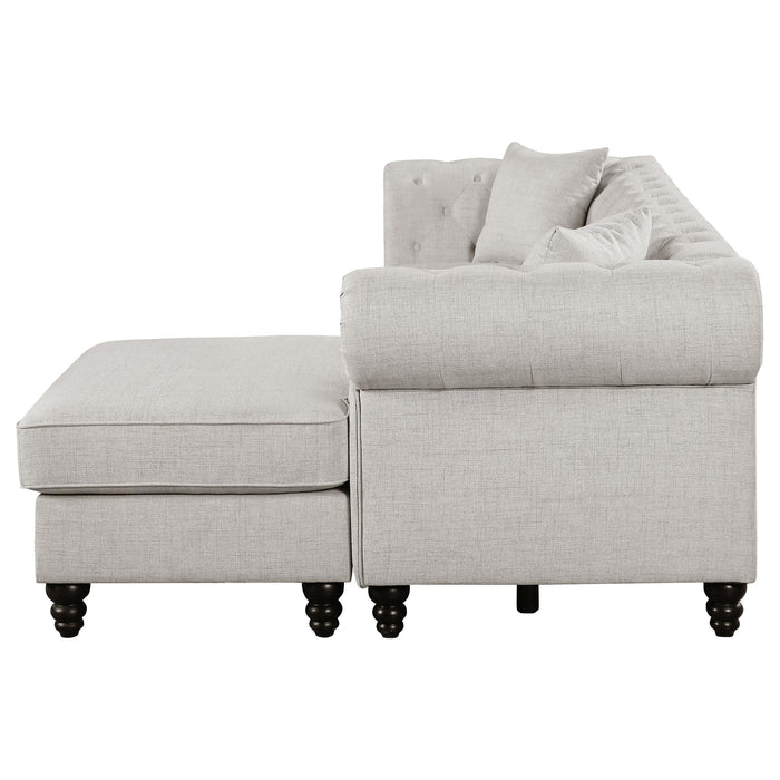 Cecilia Upholstered Tufted Chaise Sectional Sofa Oatmeal