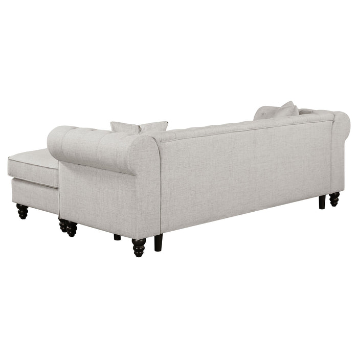 Cecilia Upholstered Tufted Chaise Sectional Sofa Oatmeal
