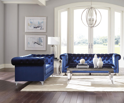 Bleker 2-piece Upholstered Tuxedo Arm Tufted Sofa Set Blue