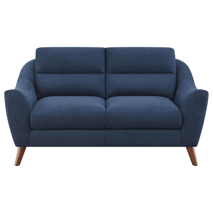 Gano 2-piece Upholstered Sloped Arm Sofa Set Navy Blue
