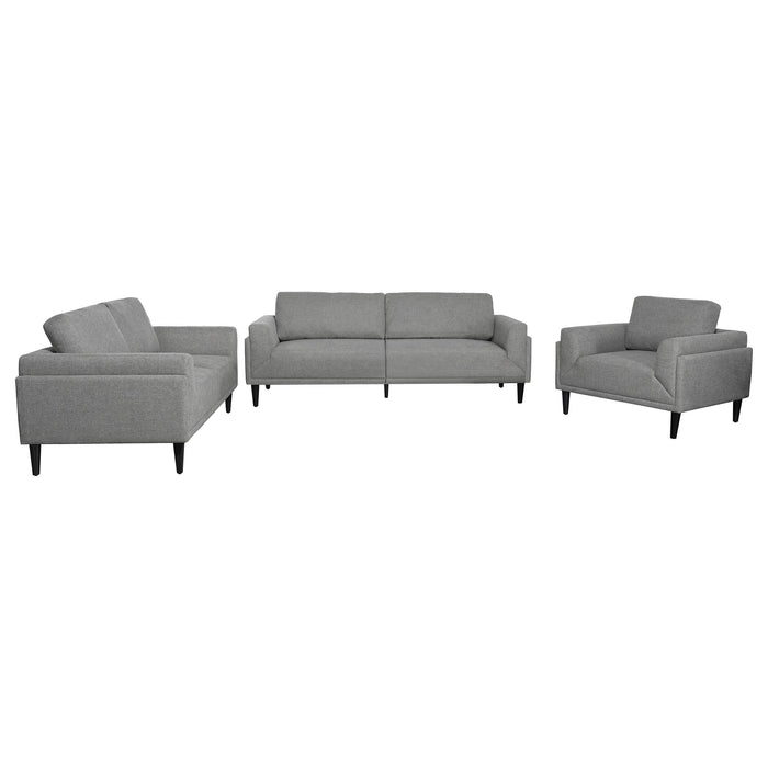 Rilynn 3-piece Upholstered Track Arm Sofa Set Grey