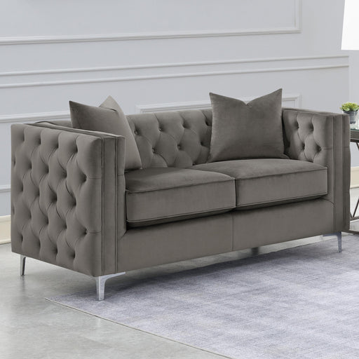 Phoebe Upholstered Tuxedo Arm Tufted Loveseat Urban Bronze