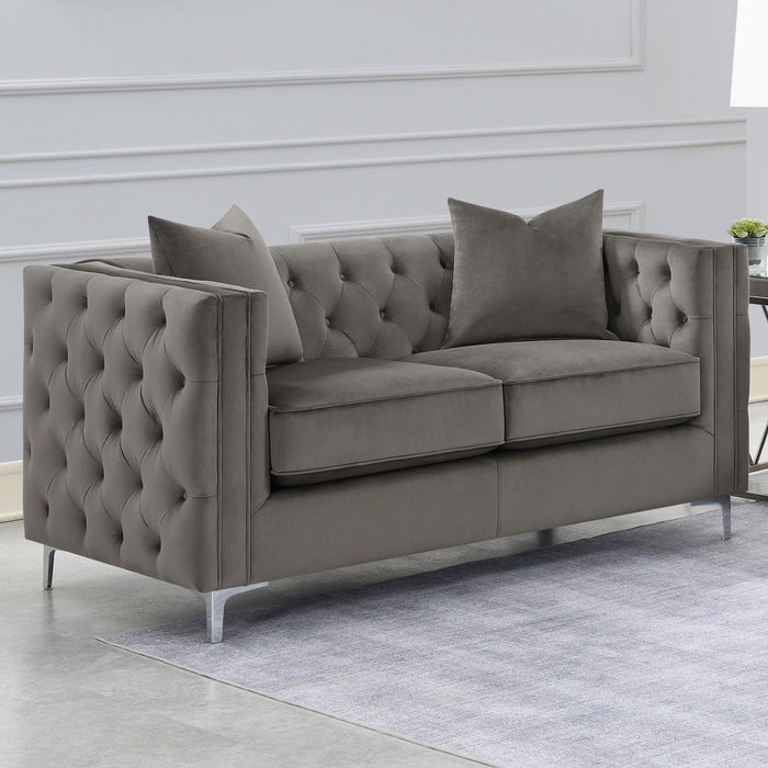 Phoebe Upholstered Tuxedo Arm Tufted Loveseat Urban Bronze