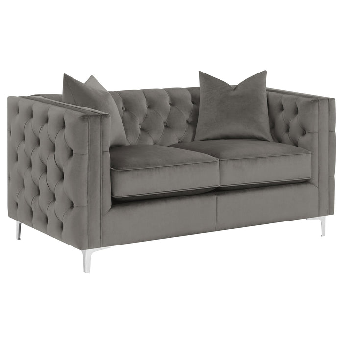 Phoebe Upholstered Tuxedo Arm Tufted Loveseat Urban Bronze