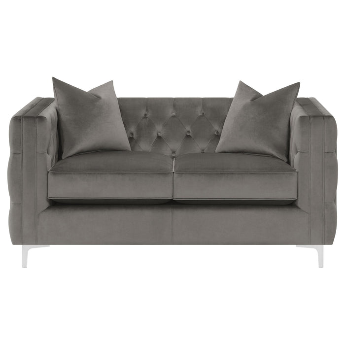 Phoebe Upholstered Tuxedo Arm Tufted Loveseat Urban Bronze