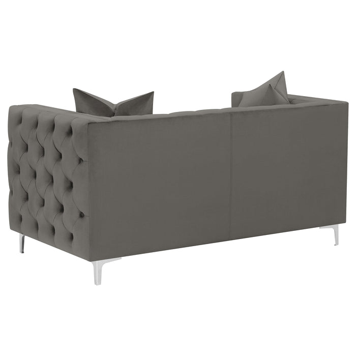 Phoebe Upholstered Tuxedo Arm Tufted Loveseat Urban Bronze