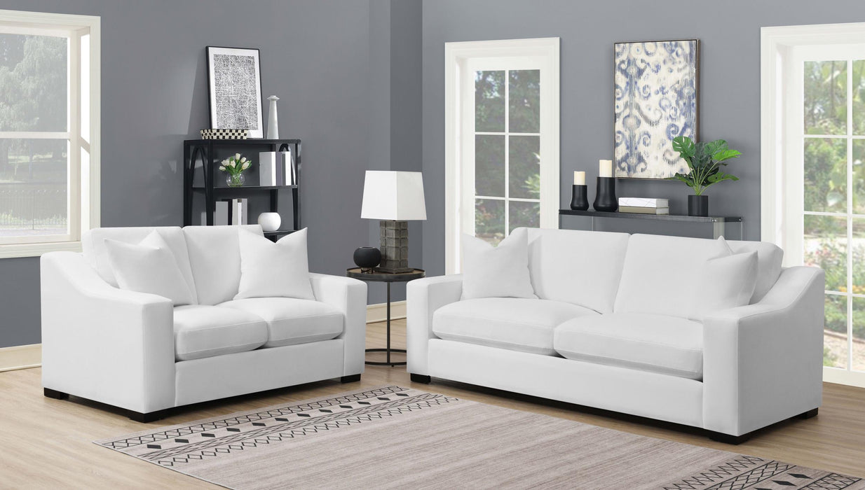 Ashlyn Upholstered Sloped Arm Loveseat White