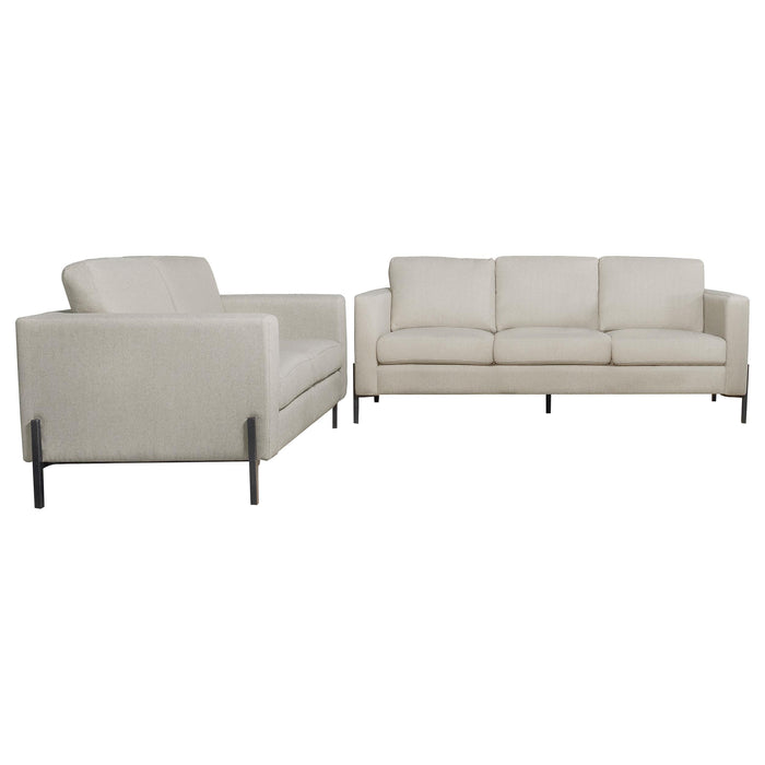 Tilly 2-piece Upholstered Track Arm Sofa Set Oatmeal
