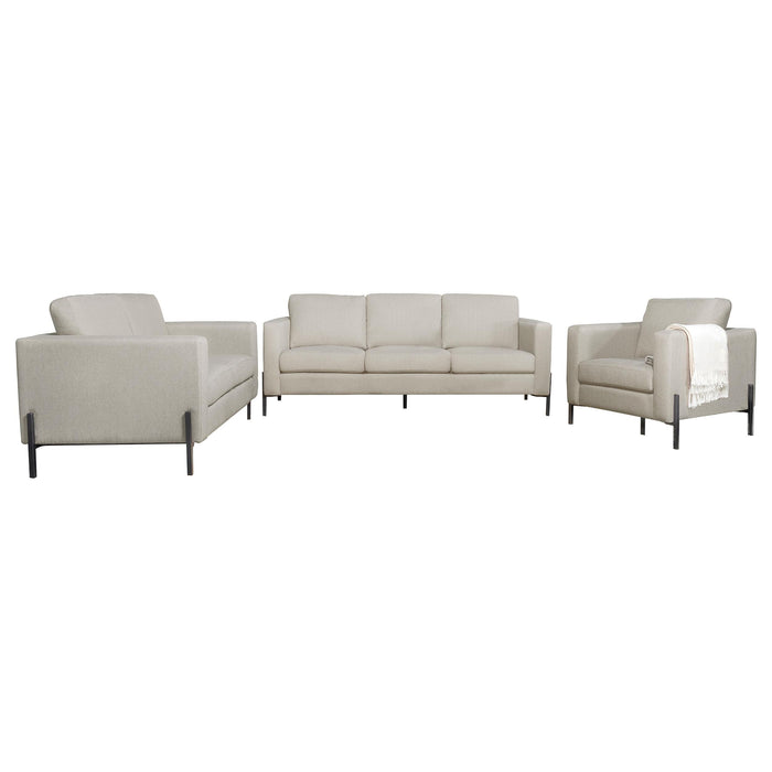 Tilly 3-piece Upholstered Track Arm Sofa Set Oatmeal