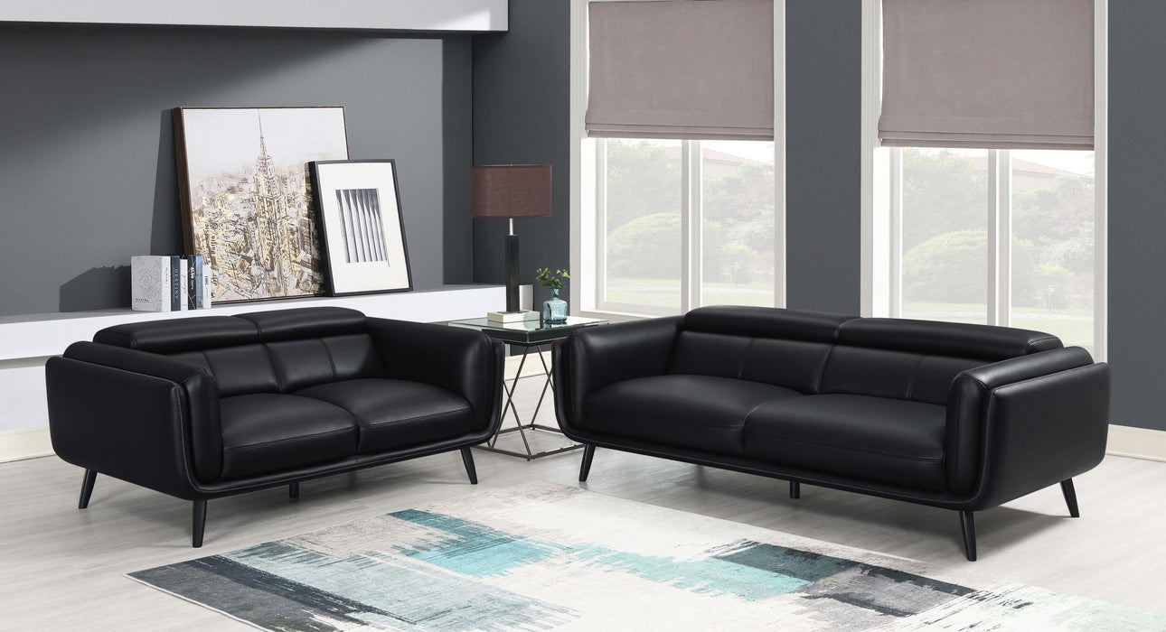 Shania 2-piece Upholstered Low Back Sofa Set Black
