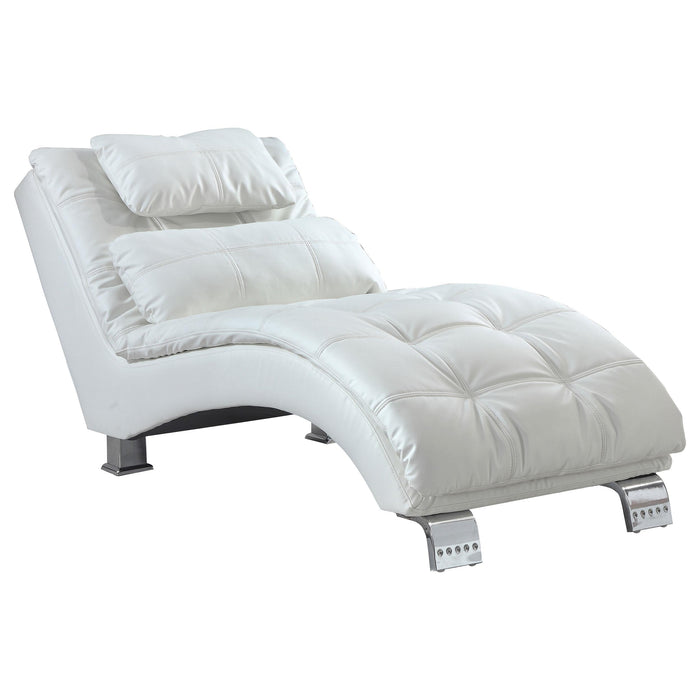 Dilleston Faux Leather Upholstered Tufted Chaise White