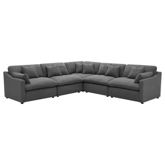 Hobson 5-piece Upholstered Modular Sectional Sofa Charcoal