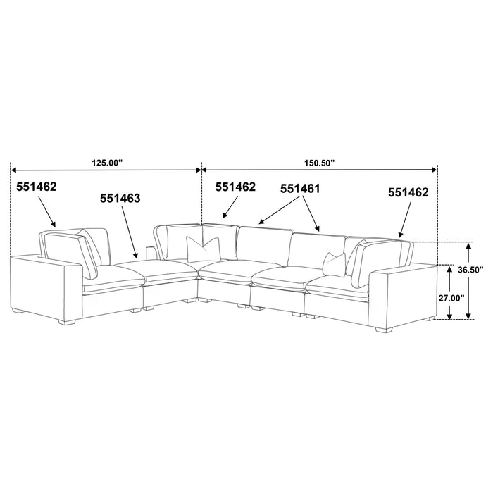 Lakeview 6-piece Upholstered Modular Sectional Sofa Ivory