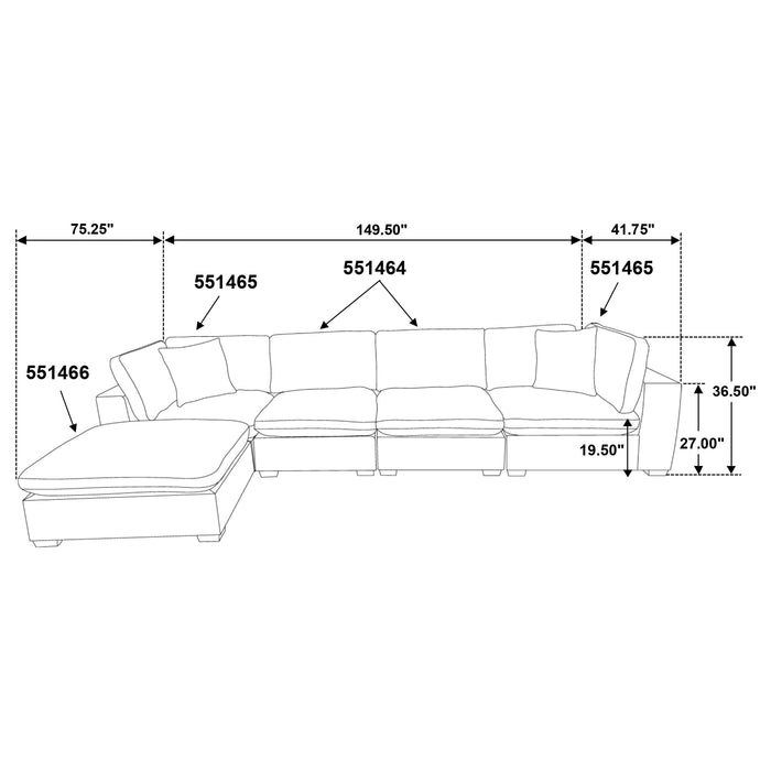 Lakeview 5-piece Upholstered Modular Sectional Chocolate